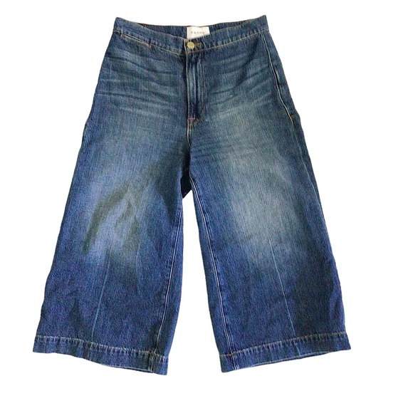 Frame High Rise Wide Leg Cropped Coulotte Jean Pants Size 24 - Picture 1 of 10